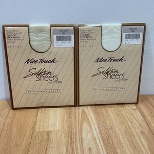 2x - 2 Pk Nice Touch Silken Sheers Pantyhose Medium Silky Sheer 20 Denier Lycra